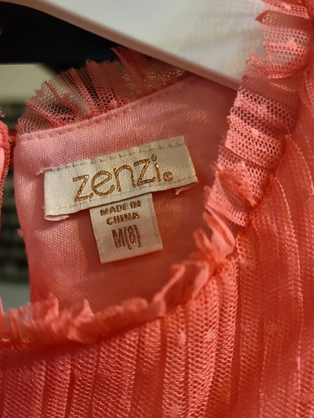 Girls Zenzi Coral (Watermelon) Layered Ruffle Dress